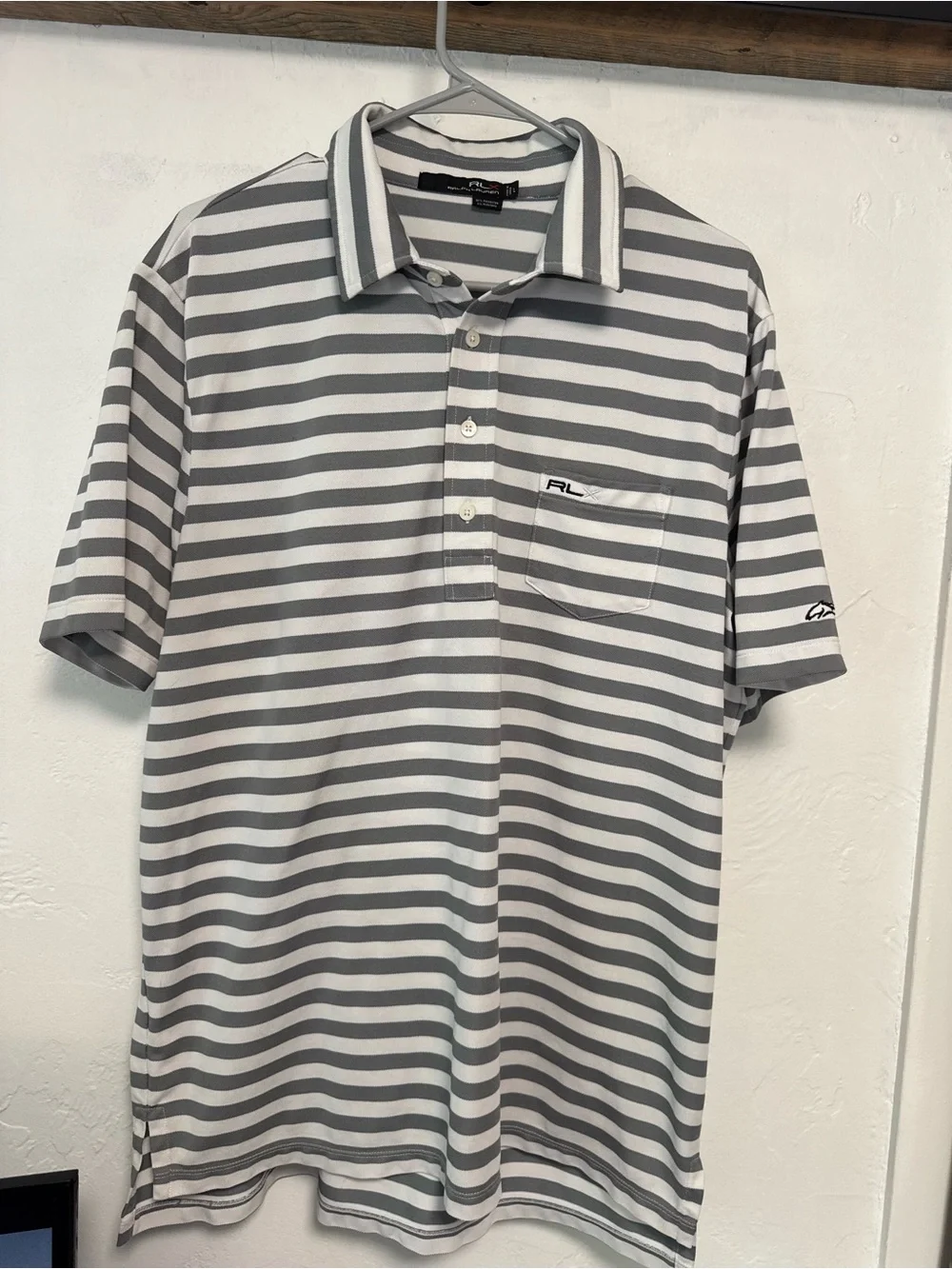 Ralph Lauren Men's Gray & White Striped Polo Shirt